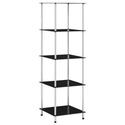 Afbeelding van Kastje 5 laags 40x40x130 cm gehard glas zwart