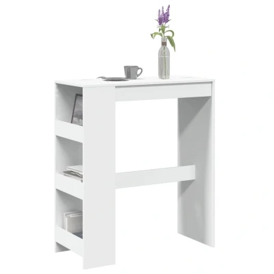 Afbeelding van Bartafel met rekken 90x40x103,5 cm bewerkt hout wit