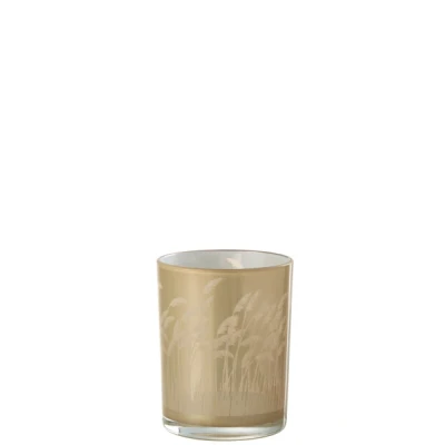 Afbeelding van Jonckheere Collectie Windlicht pampas glas beige/wit smal