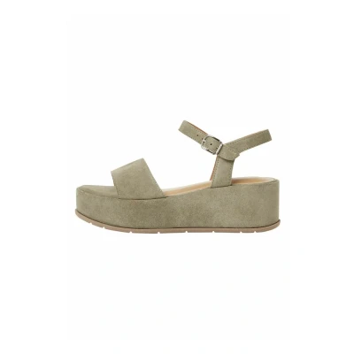 Afbeelding van Tamaris Sandalen met sleehak, Dames, Maat: 42, Sage suede Leer