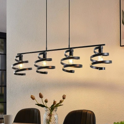 Afbeelding van Lindby hanglamp 4lichts ijzer H: 26 cm E27 mat zwart