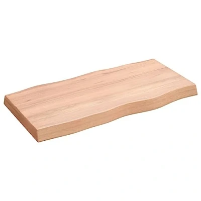 Afbeelding van Tafelblad natuurlijke rand 80x40x6 cm eikenhout lichtbruin