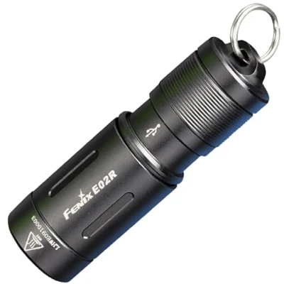 Afbeelding van Fenix E02R Zaklamp FEE02R B Sleutelhangerzaklamp Oplaadbaar LED Zaklampje, 200 Lumen, Zwart, Aluminium