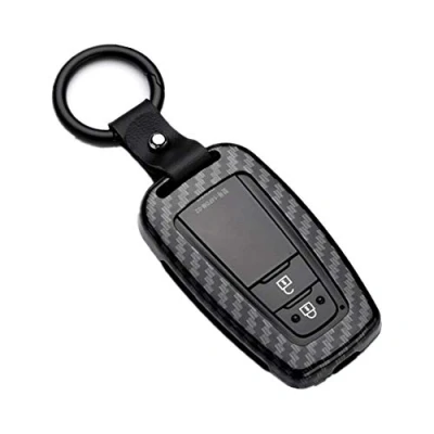 Afbeelding van Happyit Zinklegering Koolstofvezel Autosleutel Cover Case voor Toyota CHR C HR Prado Prius Camry Corolla RAV4 2 3 4 Knoppen Zwart