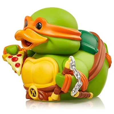 Afbeelding van TUBBZ NS4736 Michelanglo Edition eendenfiguur van vinyl om te verzamelen, officieel Ninja schildpaddenproduct in Michelangelo doos