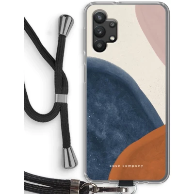Afbeelding van Case Company® hoesje met Koord geschikt voor Samsung Galaxy A32 5G Geo #1 Telefoonhoesje Zwart Bescherming aan alle Kanten en Over de Schermrand