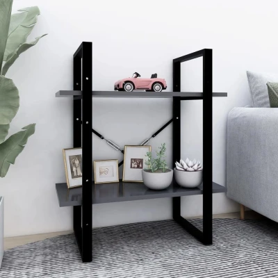 Afbeelding van Boekenkast met 2 schappen 60x30x70 cm spaanplaat grijs