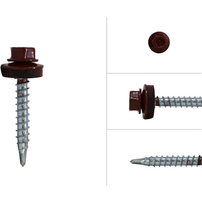 Afbeelding van Wovar Dakpanplaatschroeven Rood Verzinkt 4.8 x 35 mm Doos 100 stuks Dakschroeven