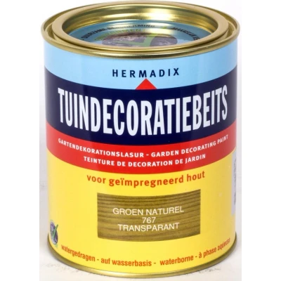 Afbeelding van Hermadix Tuindecoratiebeits Transparant 767 Groen Naturel 0,75 liter Tuinbeits