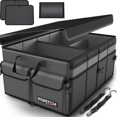 Afbeelding van Fortem Kofferbakorganizer, opvouwbaar, antislip bodem, verstelbare riem (Grijs, Large)