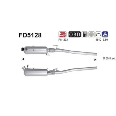 Afbeelding van AS FD5128 Roetfilter Euro 5 Cordieriet MERCEDES BENZ: Vito Minibus, Mixto, Viano