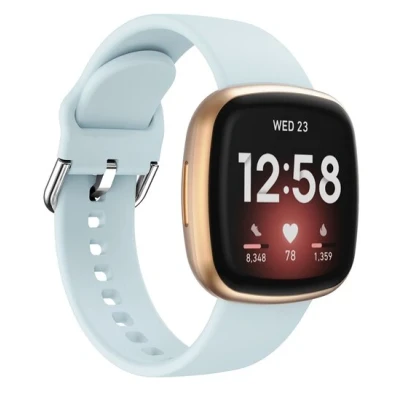 Afbeelding van Fitbit Versa 3 &amp; 4 / Sense 1 2 Siliconen bandje Lichtblauw