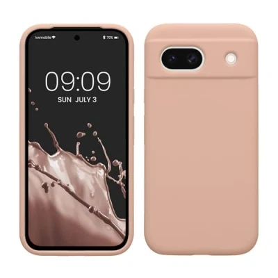 Afbeelding van kwmobile telefoonhoesje geschikt voor Google Pixel 8a Hoesje met siliconen coating Smartphone case in mat oudroze