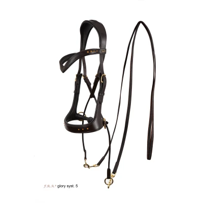 Image de F.R.A. Bridon Glory Jawcrossed Cuir avec Perles MarronVendu par Agradi