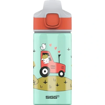Afbeelding van SIGG Aluminium drinkfles voor kinderen Miracle Tractor Met rietje Lekvrij Vederlicht BPA vrij Klimaatneutraal gecertificeerd School en sport Watergroen oranje incl