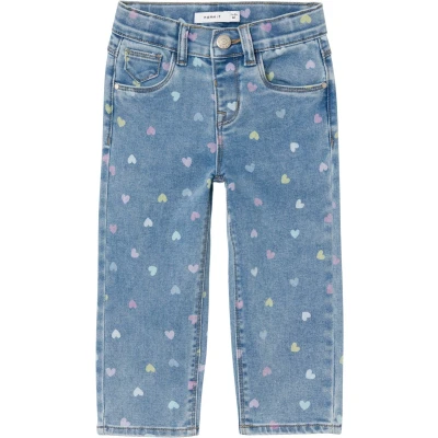 Afbeelding van NAME IT NMFBELLA MOM SHAPED Jeans 3555 ON NOOS Meisjes Medium Blue Denim Hearts