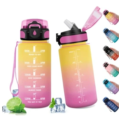 Afbeelding van Herbruikbare sportwaterfles met rietje voor kinderen, fitnessstudio, camping, fiets, sport, 500 ml