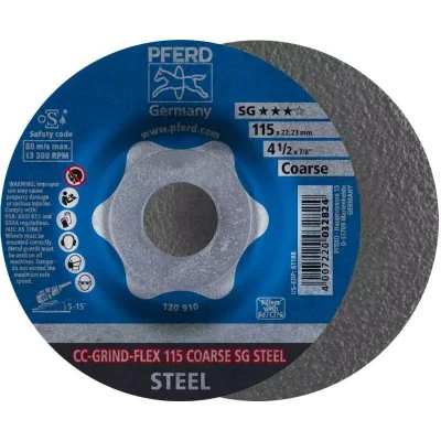 Afbeelding van PFERD 64188115 CC GRIND FLEX 115 SG STEEL COARSE Schuurschijf Diameter mm Boordiameter 22.23 10 stuk(s)