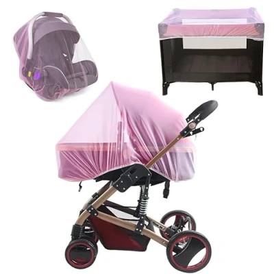Afbeelding van Universele insectenbescherming voor kinderwagen, muggennet muggennet, insectenwerend net buggy, babywiegen, roze