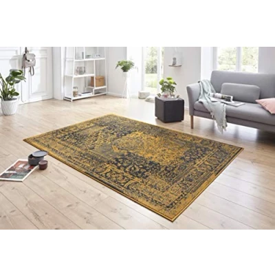 Afbeelding van Vintage Vloerkleed Plume Goud/grijs 80x150 Cm