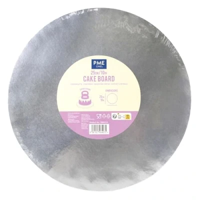 Afbeelding van PME Ronde taartplank met gestreepte rand, zilver (25 cm)