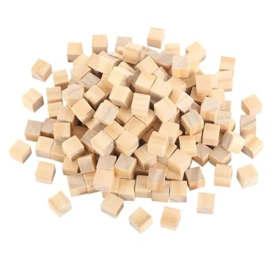 Afbeelding van 500 stuks houten kubussen, 10 mm, klein, natuurlijk, blanco, voor doe het zelf schilderen, handwerk, decoratie, cijfers