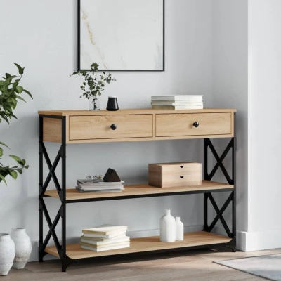 Afbeelding van Wandtafel 100x28x75 cm bewerkt hout sonoma eikenkleurig