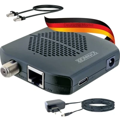 Afbeelding van SCHWAIGER DSRD0100 Digitale satellietdongle via ethernet, tv ontvanger, wifi, zender, 18 W, DVB S2, zwart