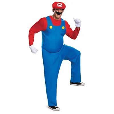 Afbeelding van Nintendo Super Mario Bros Deluxe kostuum voor volwassenen, maat XL, kostuum, Mario, Rood