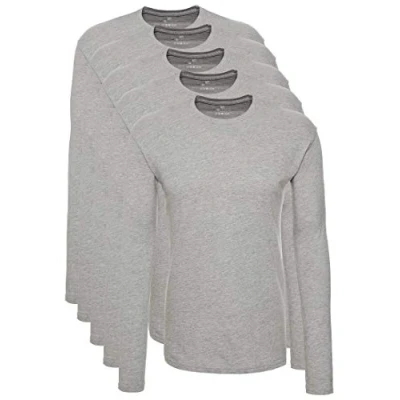 Afbeelding van Lower East Le133 T shirt met lange mouwen voor heren (5 stuks), grijs.