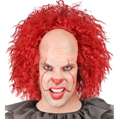 Afbeelding van W WIDMANN MILANO Party Fashion Killer Clown Kale Pruik met Rood Haar Synthetisch Horror Accessoire Halloween Kostuum