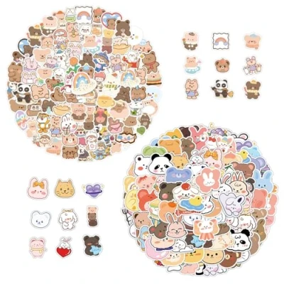 Afbeelding van CHROMACRAFT 200 stuks schattige stickers met beer, cartoon stickers, kinderstickers, kunnen worden gebruikt om notitieboeken, waterflessen en koffers te versieren