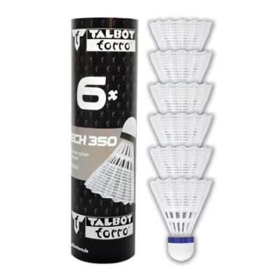 Afbeelding van Talbot Torro Badminton Shuttles Tech 350 Wit/blauw 6 Stuks