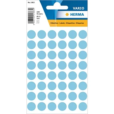 Afbeelding van Huismerk Herma 1863 Etiket Rond 12mm Blauw Pakje met 5 velletjes stickers