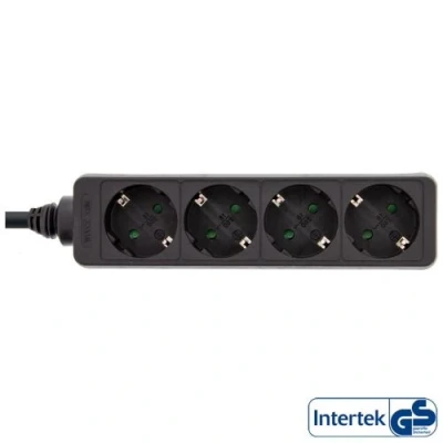 Image de Barrette multiprise InLine® type F allemande 4 ports + verrou de sécurité pour enfant noir, 1,5 m