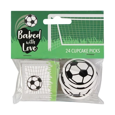 Afbeelding van Culpitt Taartdecoratie Prikkers Voetbal 80mm 24st.