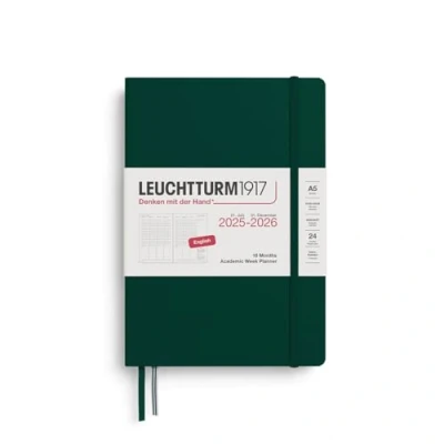 Afbeelding van Leuchtturm1917 A5 Medium Academic Week Planner 2025/2026 (18 mnds) hardcover Forest Green