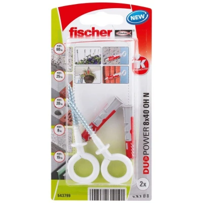 Afbeelding van Fischer plug Duopower met ooghaak Wit 8x40mm (Per 2 stuks)