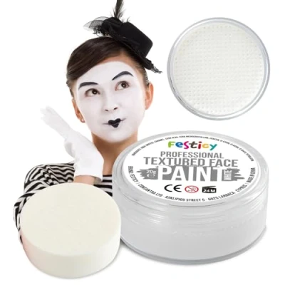 Image de Festicy maquillage de théâtre professionnel blanc, 20 g, avec éponge, certifié EN 71 3 &amp; Reach, idéal pour le du carnaval et carnaval, au moins 30 visages, enfants,