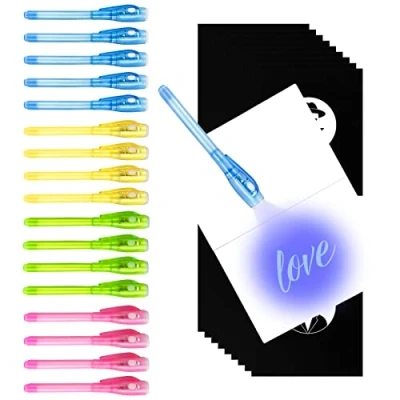 Afbeelding van Gvolatee Onzichtbare spionageinkt magische pen met UV licht, geheime schrijfmarker, kindercadeau voor verjaardag, activiteit, festival
