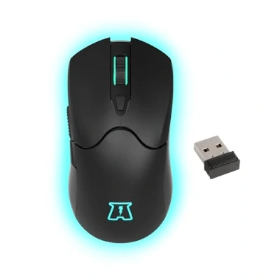 Afbeelding van AKUMA Gamingmuis Otaku M04 WL met achtergrondverlichting 3200 DPI 7 kleuren RGB draadloos, oplaadbaar 2,4 GHz 6 toetsen compatibel PC/PS4/PS5 zwart