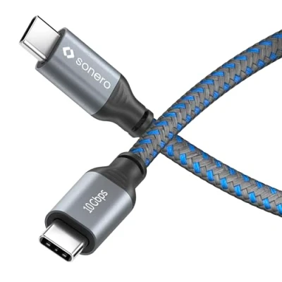 Afbeelding van Sonero® USB C naar kabel 4K 60Hz beeldoverdracht 3.2 Gen 2 DP Alt Mode 10Gb/s gegevensoverdracht 5A/20V/100W met e marker chip grijs/blauw 1m
