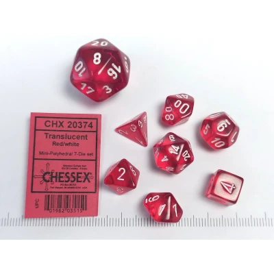 Afbeelding van Chessex Doorschijnende Mini Polyhedral Rood/wit Dobbelsteen Set (7 stuks)