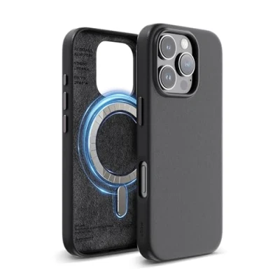 Afbeelding van elago iPhone 16 Pro 6,3 inch magnetische leren beschermhoes, compatibel met alle MagSafe accessoires, geïntegreerde magneten, veganistisch leer, schokbestendig, waterdicht