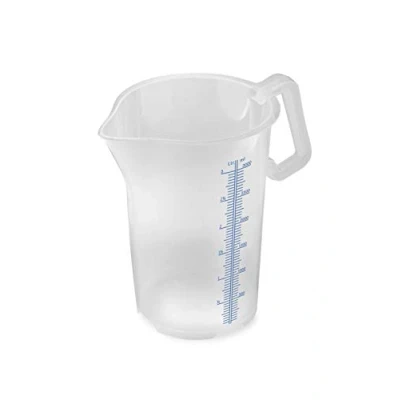 Afbeelding van Thermohauser 8300040089 maatbeker met gesloten handvat 3000 ml blauwe schaal in l en
