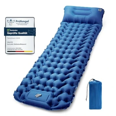 Afbeelding van CALIYO Matelas isolant d&#039;extérieur ultra léger, pour le camping, la plage. Confortable à ranger, léger et facile gonfler avec pompe pied intégrée