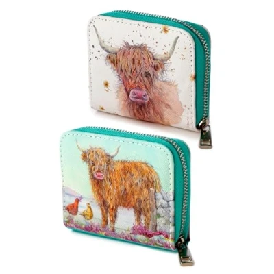 Afbeelding van Jan Pashley Highland Coo Koe Rondrits Portemonnee hooglander