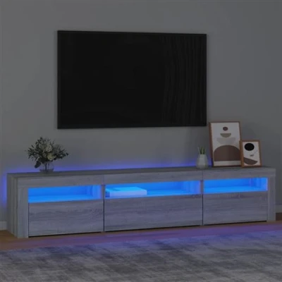 Afbeelding van vidaXL Tv meubel met LED verlichting 195x35x40 cm grijs sonoma eiken