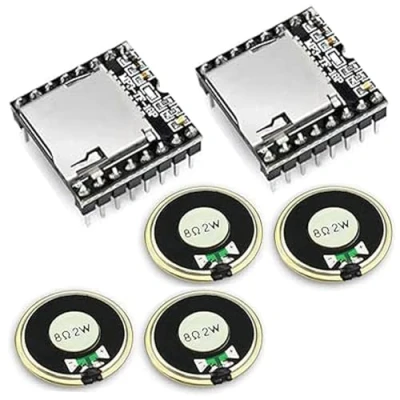 Afbeelding van 2 stuks Open Source MP3 speler module Mini Sensor met Metalen Behuizing Ronde Luidspreker 2W 8ohm (2 delige en 4 luidspreker) compatibel Arduino