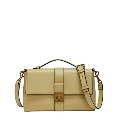 Afbeelding van LIEBESKIND BERLIN Leren Schoudertas Sade Crossbody Bag Champagne Lichtgeel